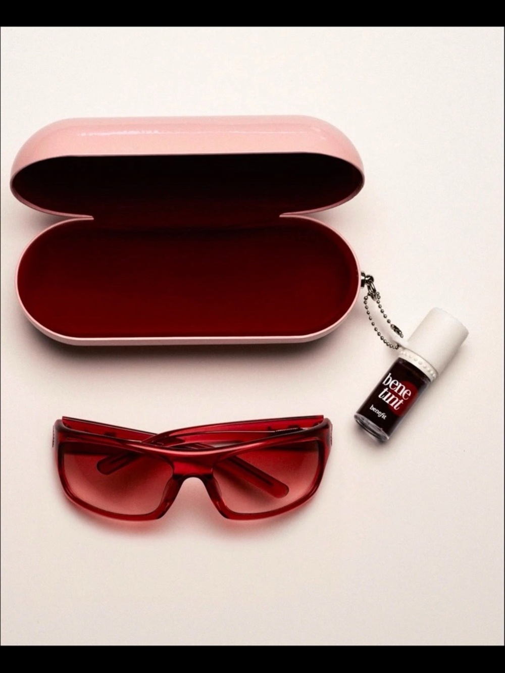 DEZI x Benefit Tints Out Sunglasses & dark cherry-tinted Benetint set NIB